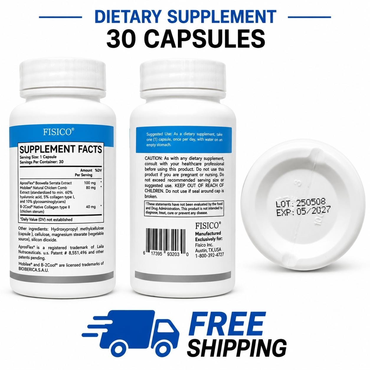 5 pack Fisico Arthrozene Natural Joint Health Supplement 30 Capsules Exp 12/28