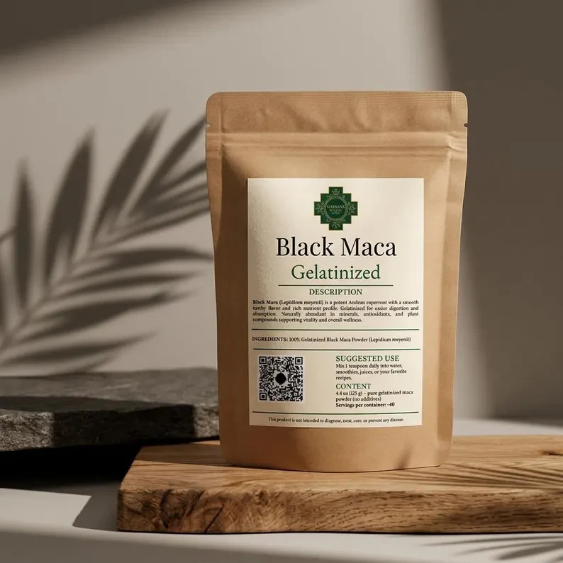Black Maca Powder 100% Gelatinized Peru Andean Root Vegan Energy