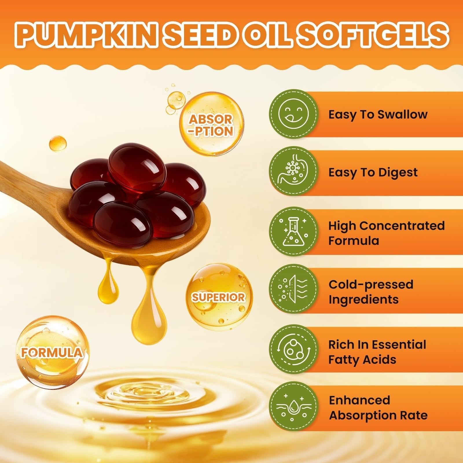 Pumpkin Seed Oil with Saw Palmetto 3000mg, 180 Softgels, Non-GMO