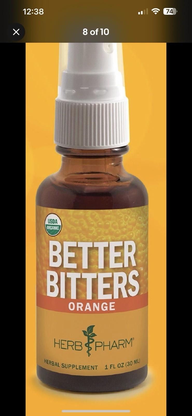 Herb Pharm Better Bitters Orange Digestive Bitters Spray USDA Organic 1 fl oz