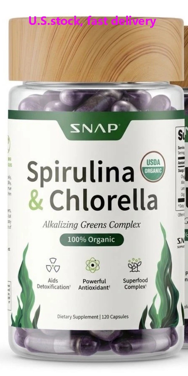 SNAP Spirulina & Chlorella Alkalizing Greens Detox Antioxidant 120 Caps