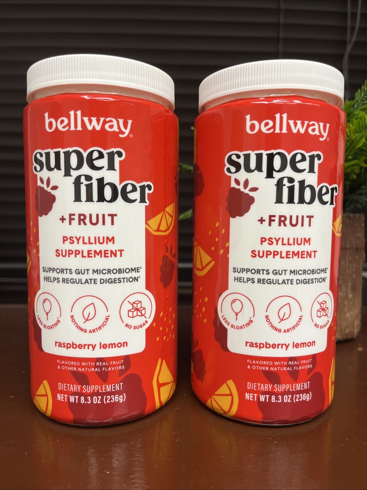 Lot 2 Bellway Raspberry Lemon Super Fiber + Fruit Psyllium 8.3 Oz – EXP 08/2026