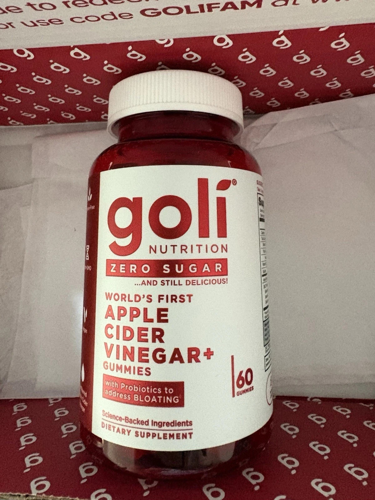 Goli Apple Cider Vinegar Gummies Zero Sugar w/ Probiotics 60 Gummies-NEW!!!