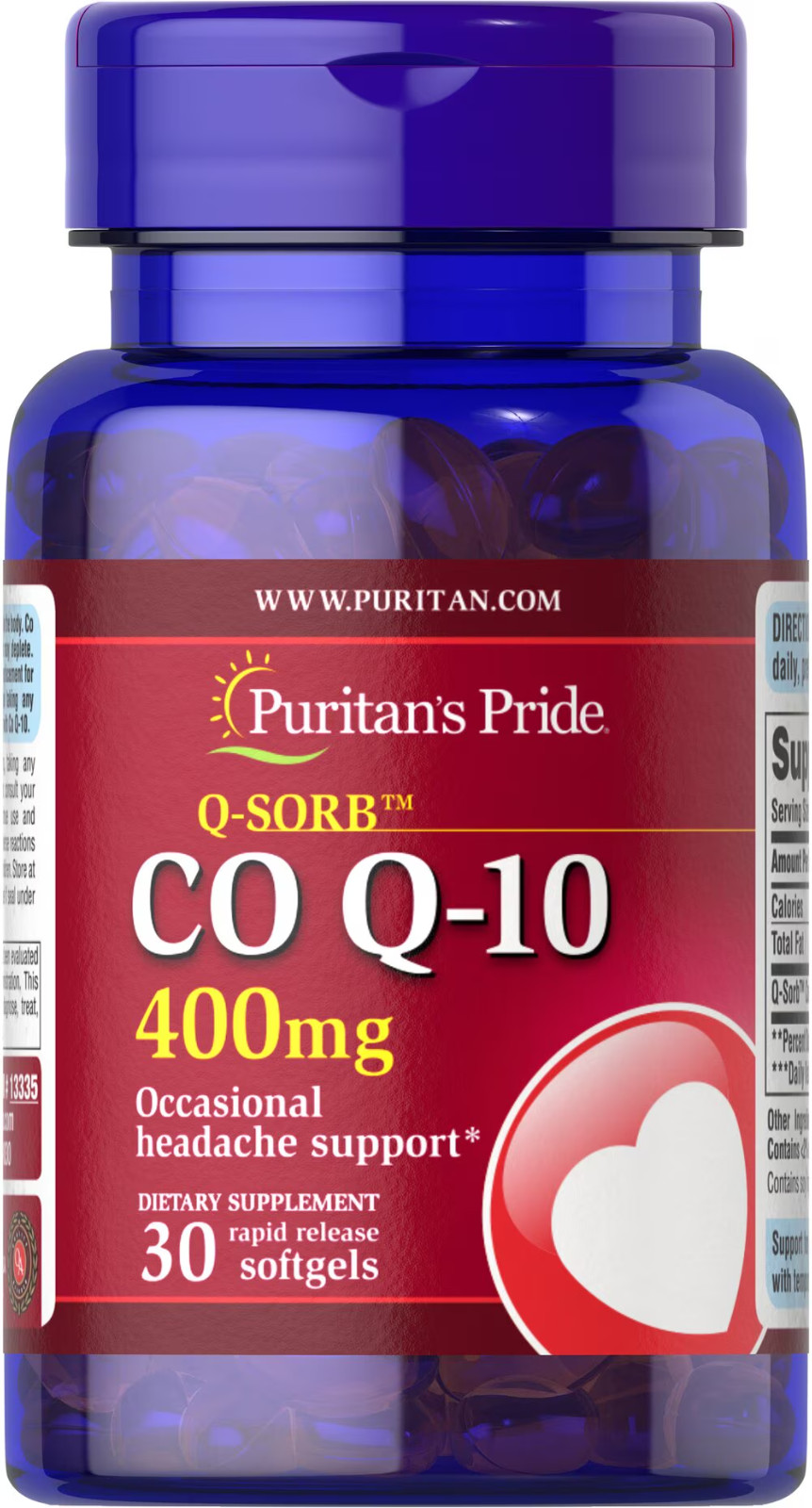 Puritan’s Pride Q-SORB CO Q-10 400 mg, 30 Rapid Release Softgels