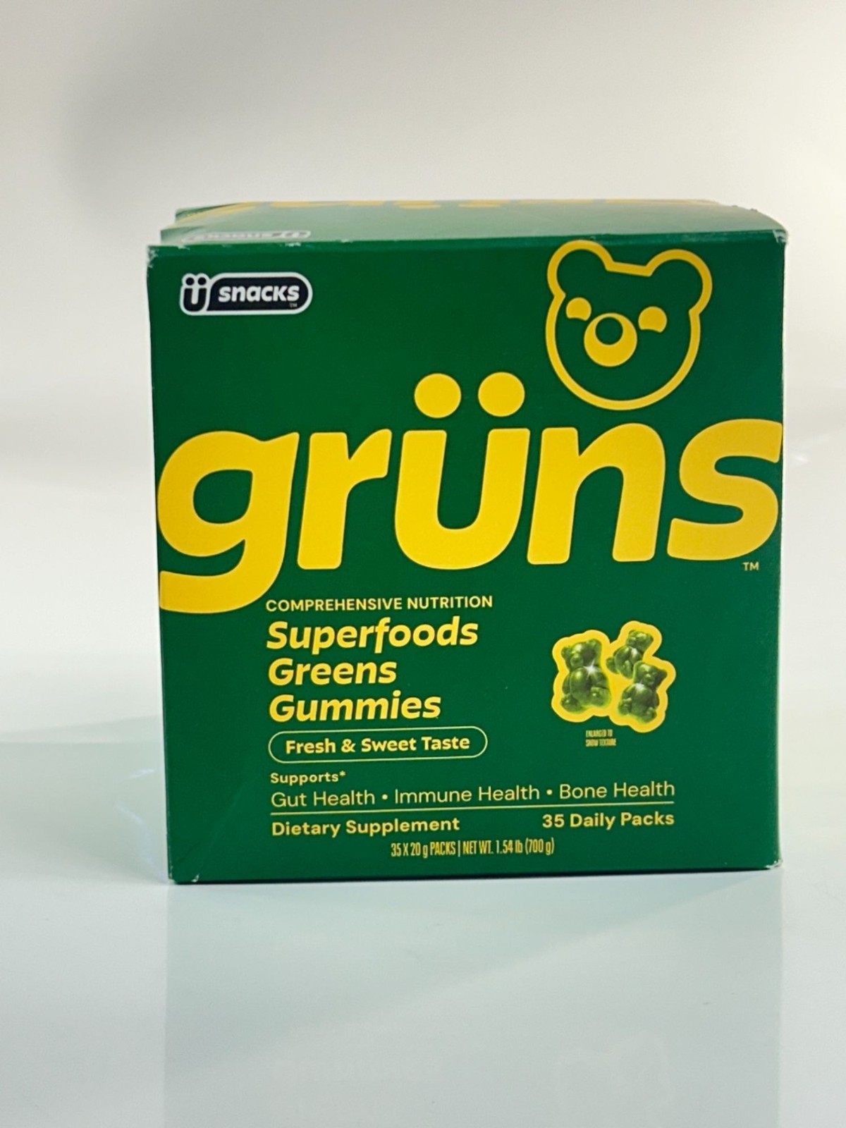 Grüns Superfoods Greens Gummies 35 Daily Packs Vegan Gluten Free Exp 07/2027 Ope