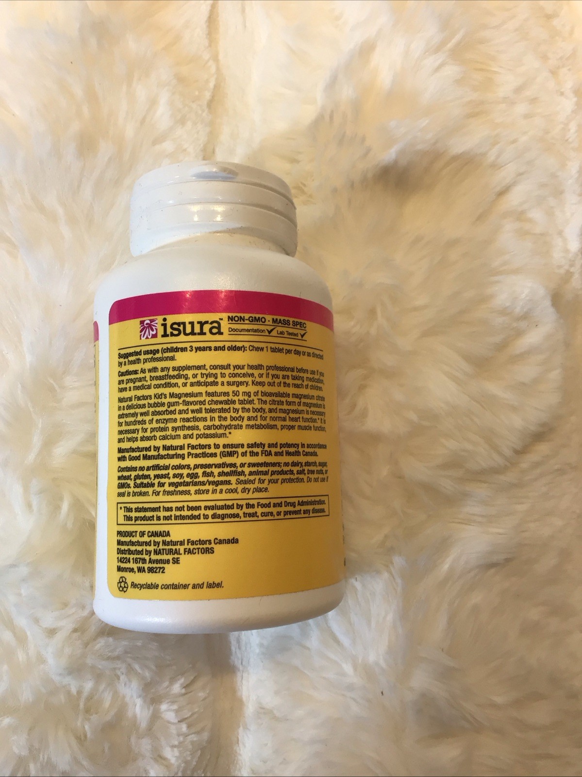 Natural Factors BigFriends Magnesium Citrate 50mg,Bubble Gum,60 Chewable Tabs