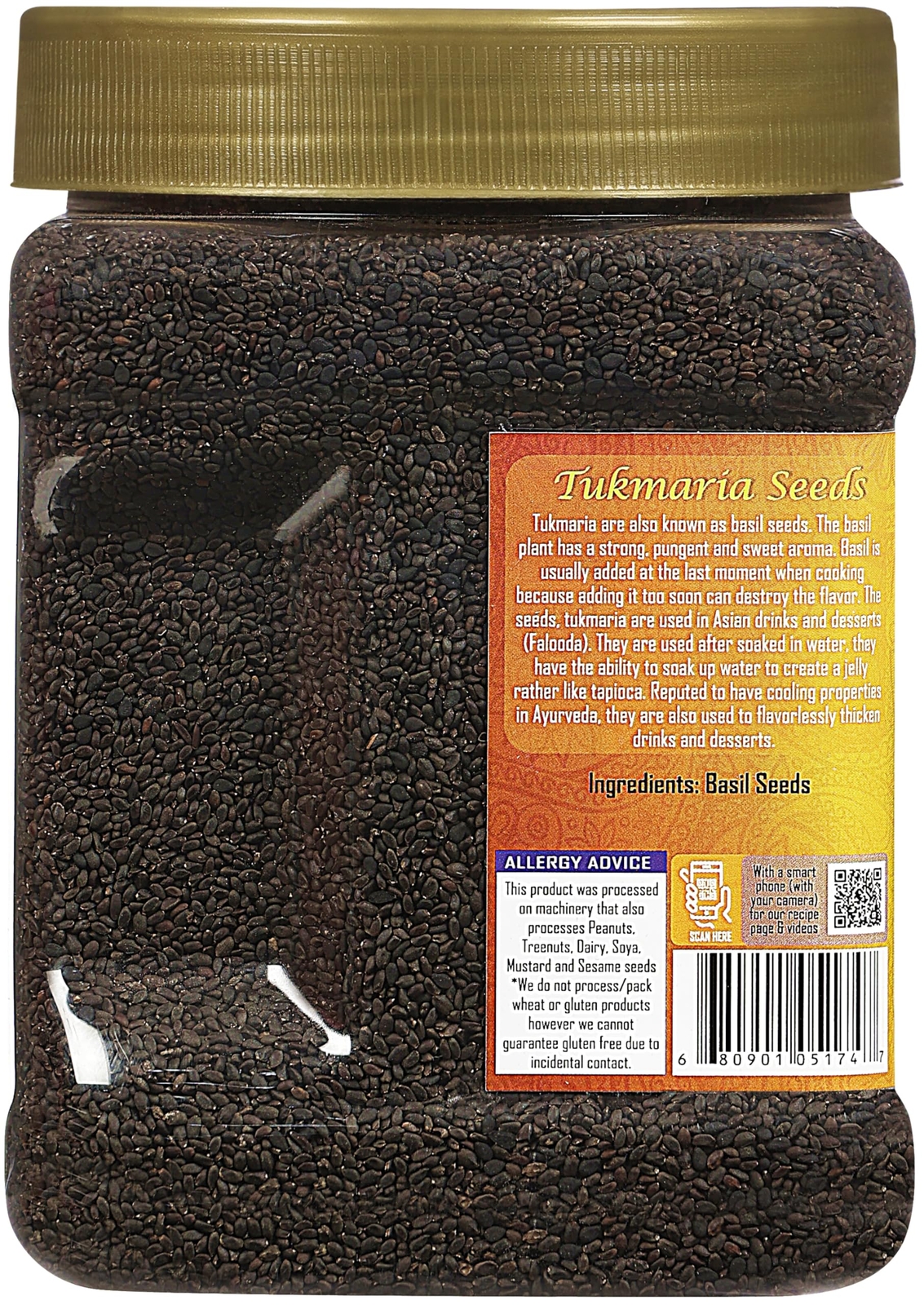 Rani Tukmaria (Natural Holy Basil Seeds) 1.38lbs (22oz) 624g