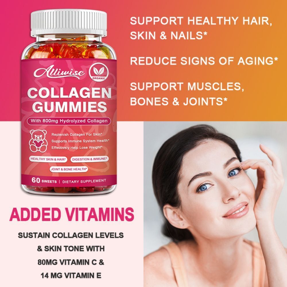 Organic Biotin & Collagen Gummies – Hair, Skin, Nails, Joints Bone Vitamins