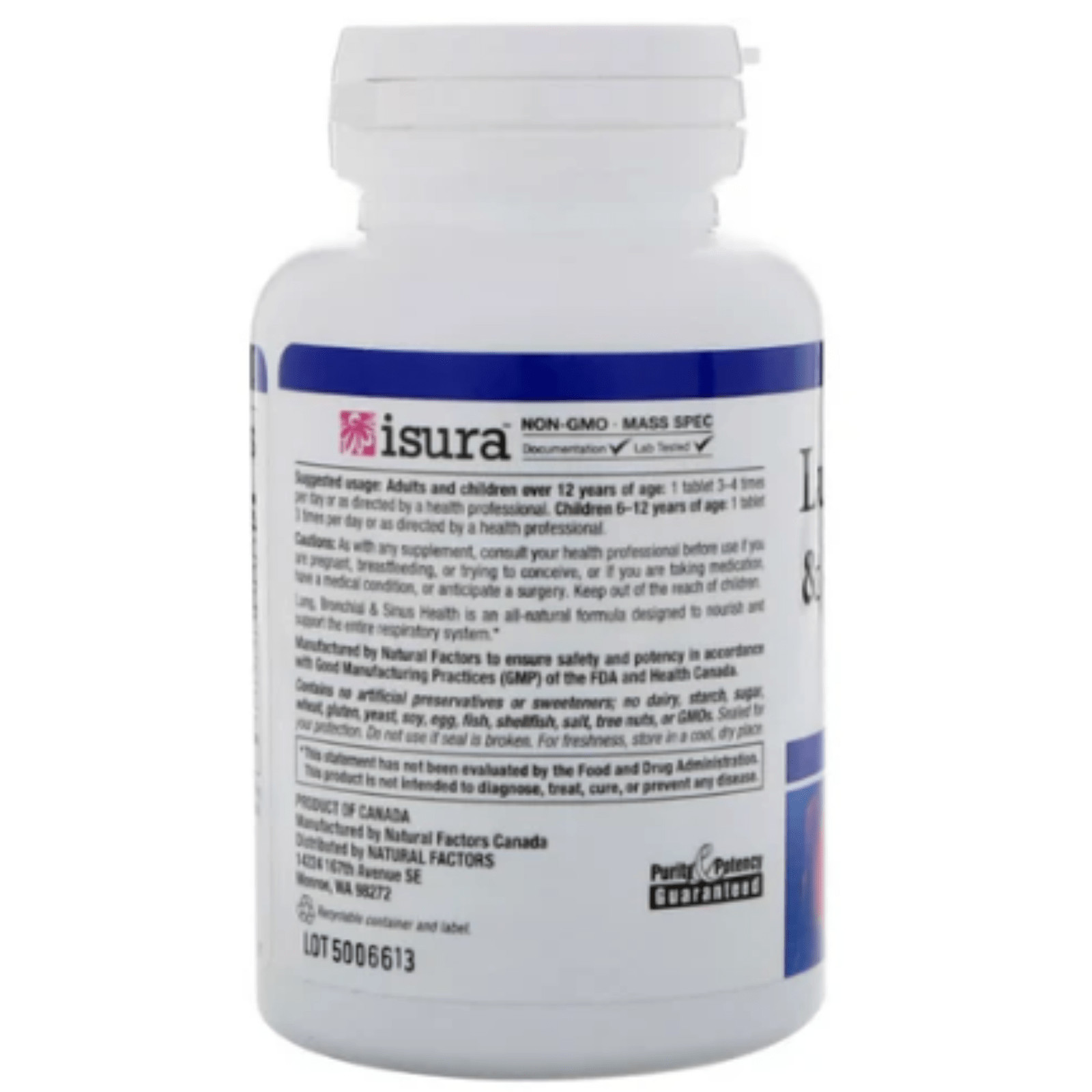 Natural Factors Lung Bronchial and Sinus Health Supports Wellness 45 Tablets
