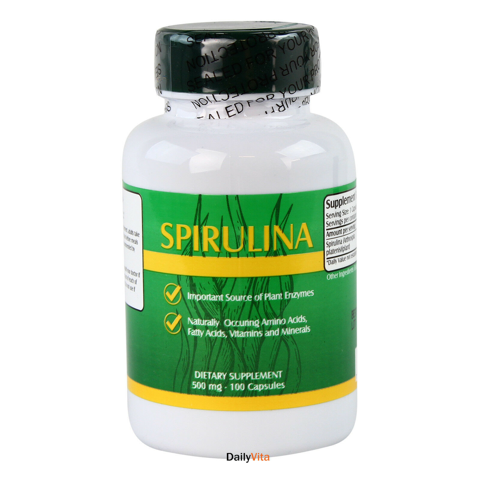 2 x Spirulina Vegetarian Protein 500 mg 100 Capsules