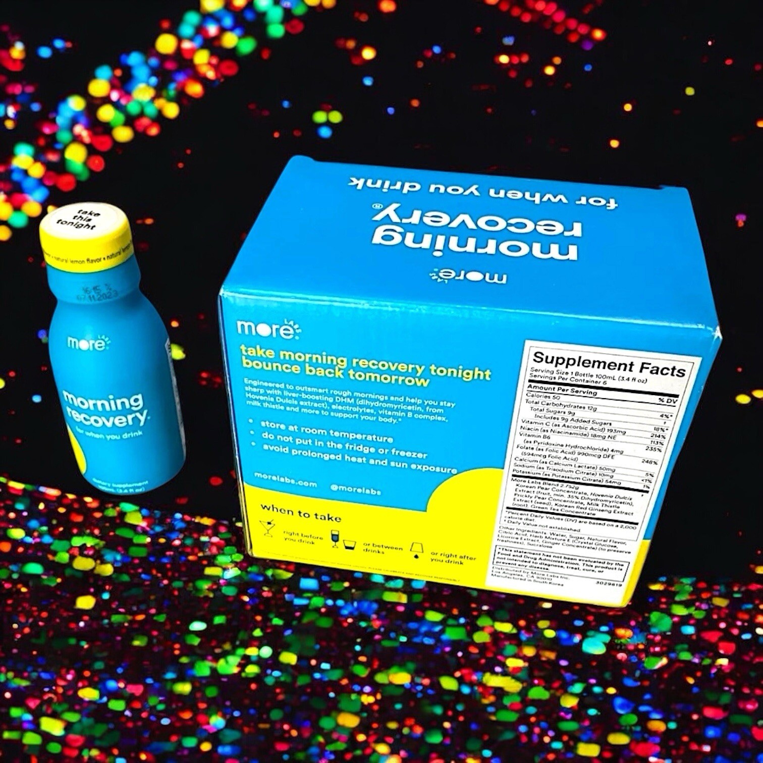 Morning Recovery Hangover Prevention Drink Lemon Flavor 3.4 OZ 6 pack New In Box