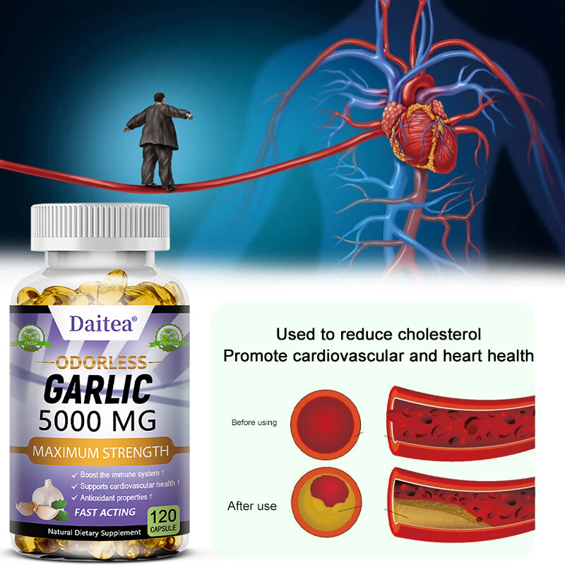 Garlic Extract 5000mg Cholesterol Health Antioxidant Supplement Pill Gel