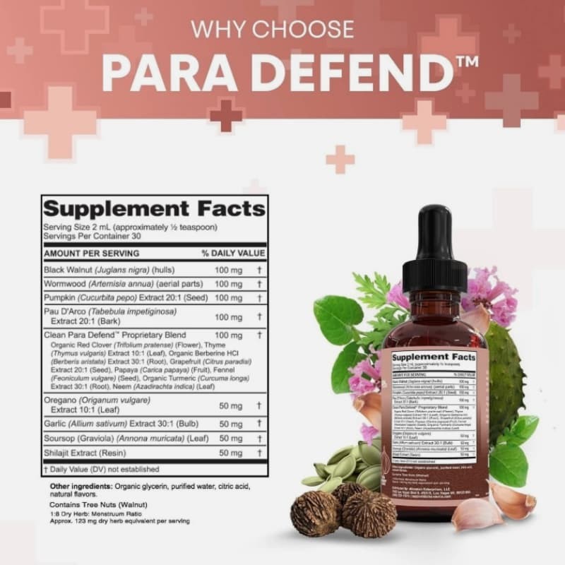Cleanse for Humans Black Walnut Garlic Soursop Para Defend Wormwood Drops Liquid