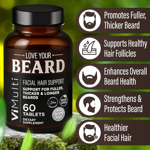 Men’s Beard Growth Supplement – Biotin, Collagen, Keratin 60 Tablets