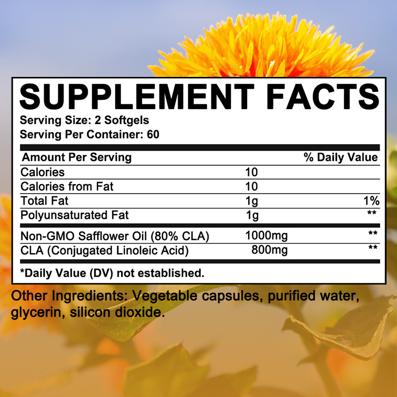 CLA 1000mg Max Potency CLA Safflower Oil Weight Supplement Immune Muscle Support