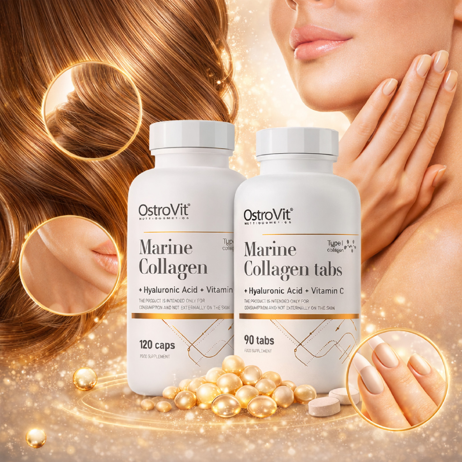OSTROVIT MARINE COLLAGEN TYPE I + Hyaluronic Acid + Vitamin C -Tablets/Capsules