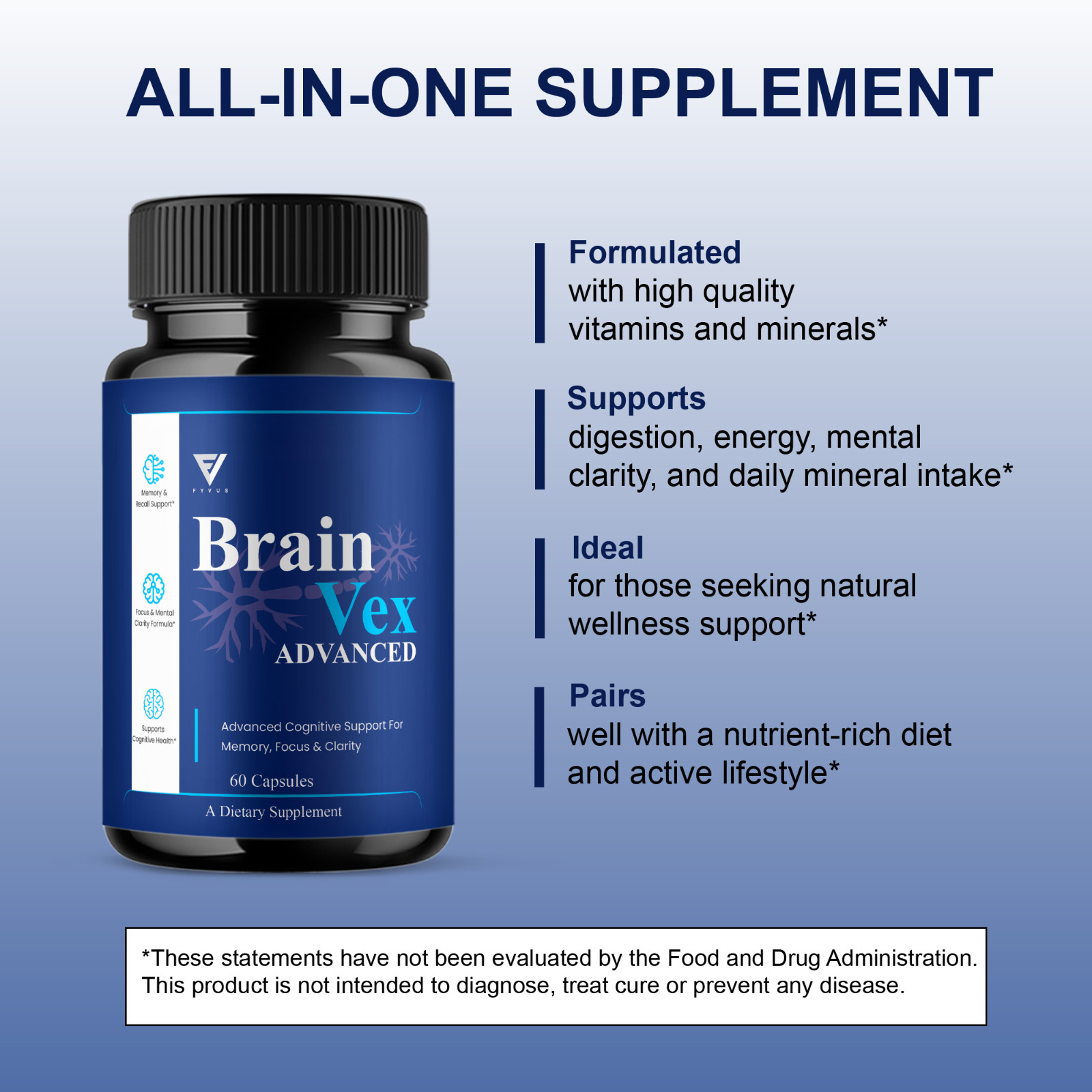 (3 Pack) Brain Vex Advanced, BrainVex Brain Health Formula (180 Capsules)