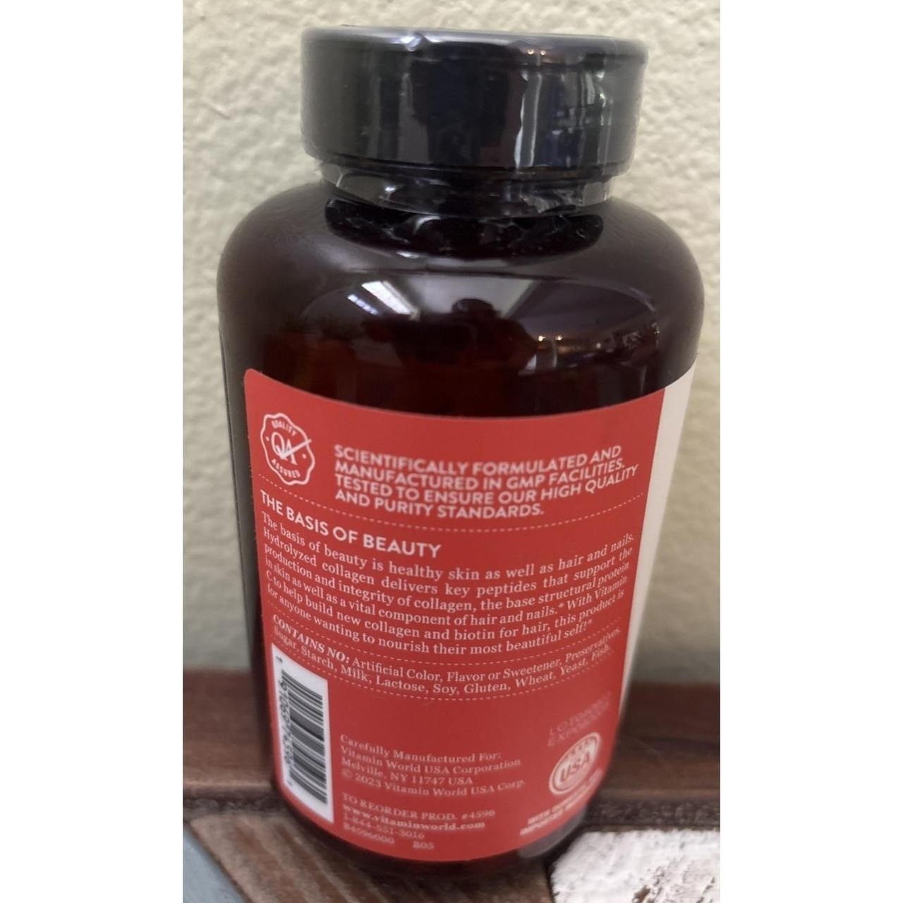 Vitamin World Hydrolyzed Collagen Peptides Vit C Biotin Healthy Hair Nail Skin