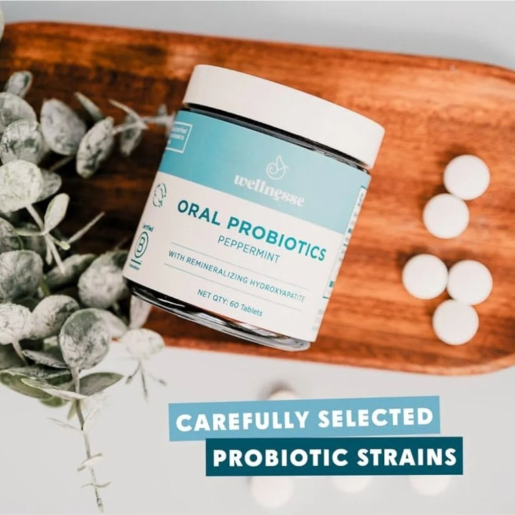 (2 Pack) Wellnesse Oral Probiotic Mints With Hydoxyapatite Peppermint Bad Breath