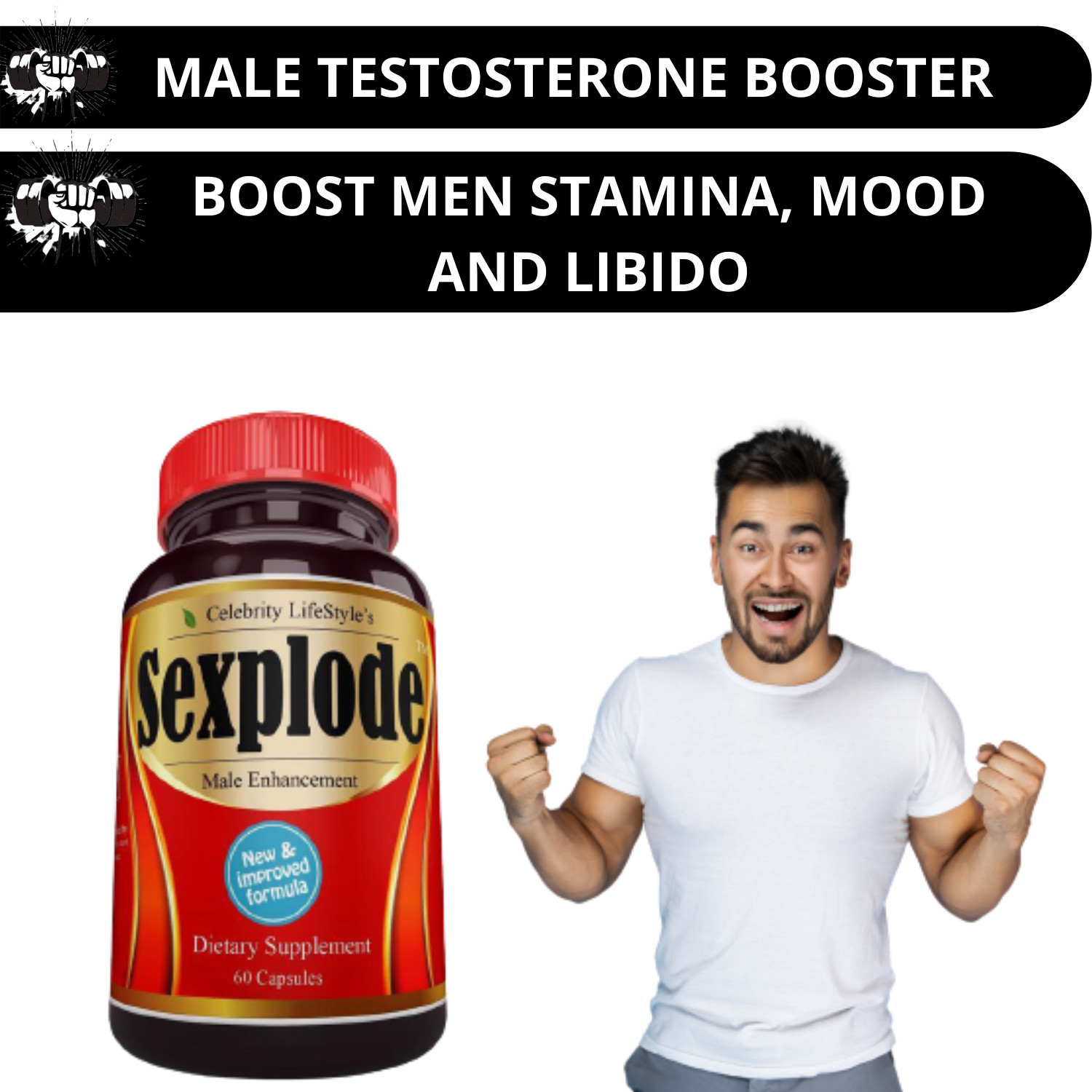 XXXplode for Men Male Enhancement, Testosterone Booster, Energy, Stamina – 60C