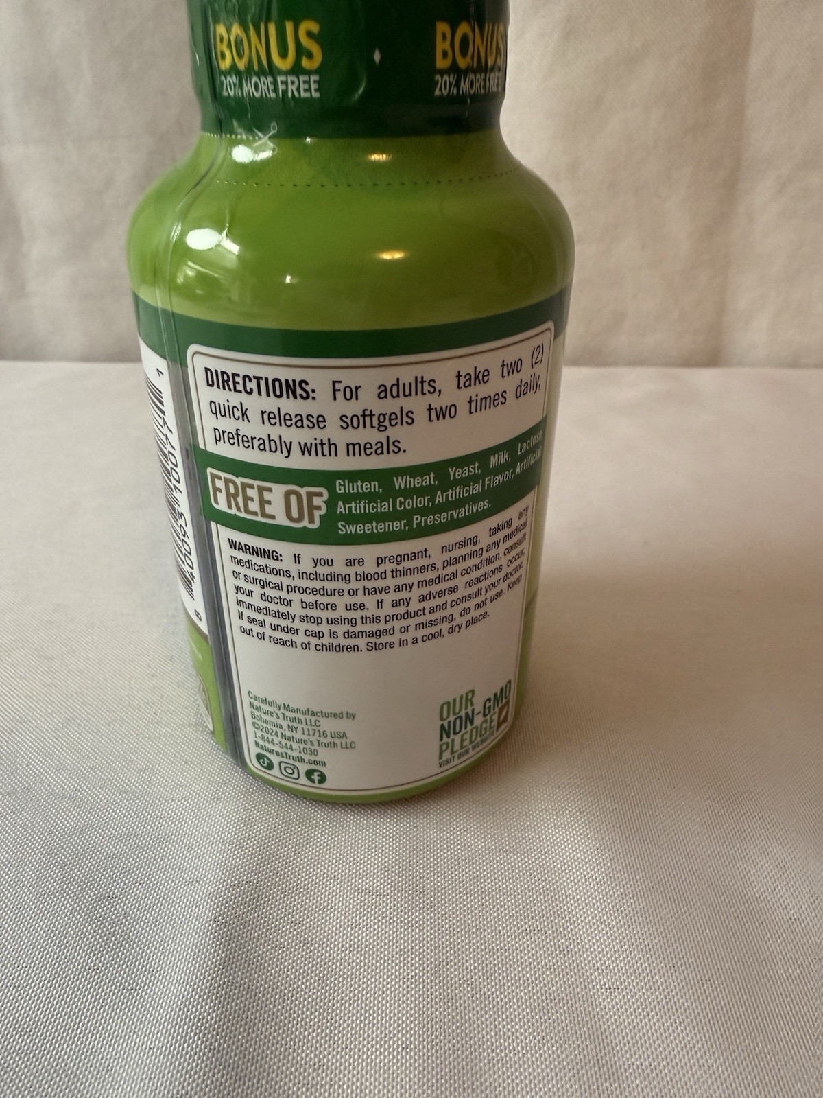 Natures Truth Fish Oil 2,400 mg Natural Lemon Flavor Omega-3 120 Soft gels 10/27