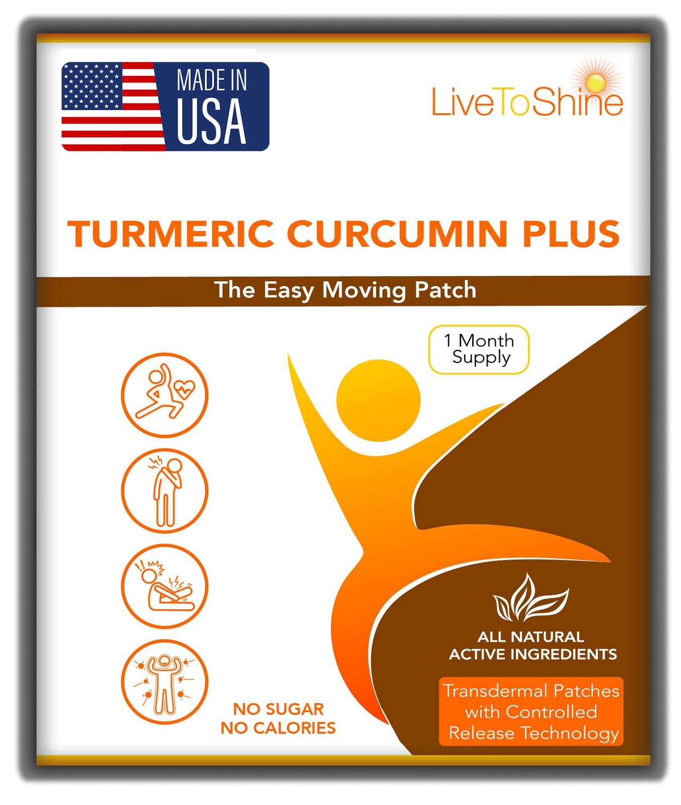 Live To Shine Turmeric Curcumin Topical Patches with 1 Count (Pack of 30)