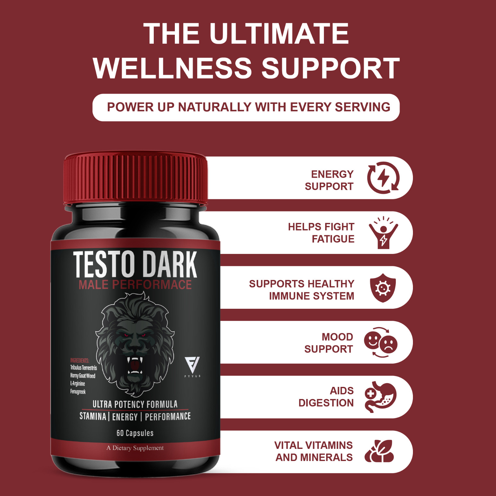 Testo Dark Max Performance Supplement, TestoDark Pills (60 Capsules)
