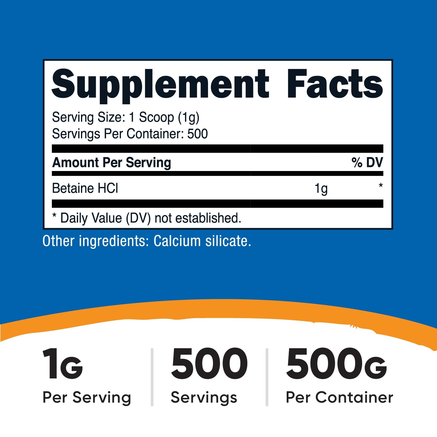 Nutricost Betaine HCl Powder 500 Grams – Gluten Free & Non-GMO