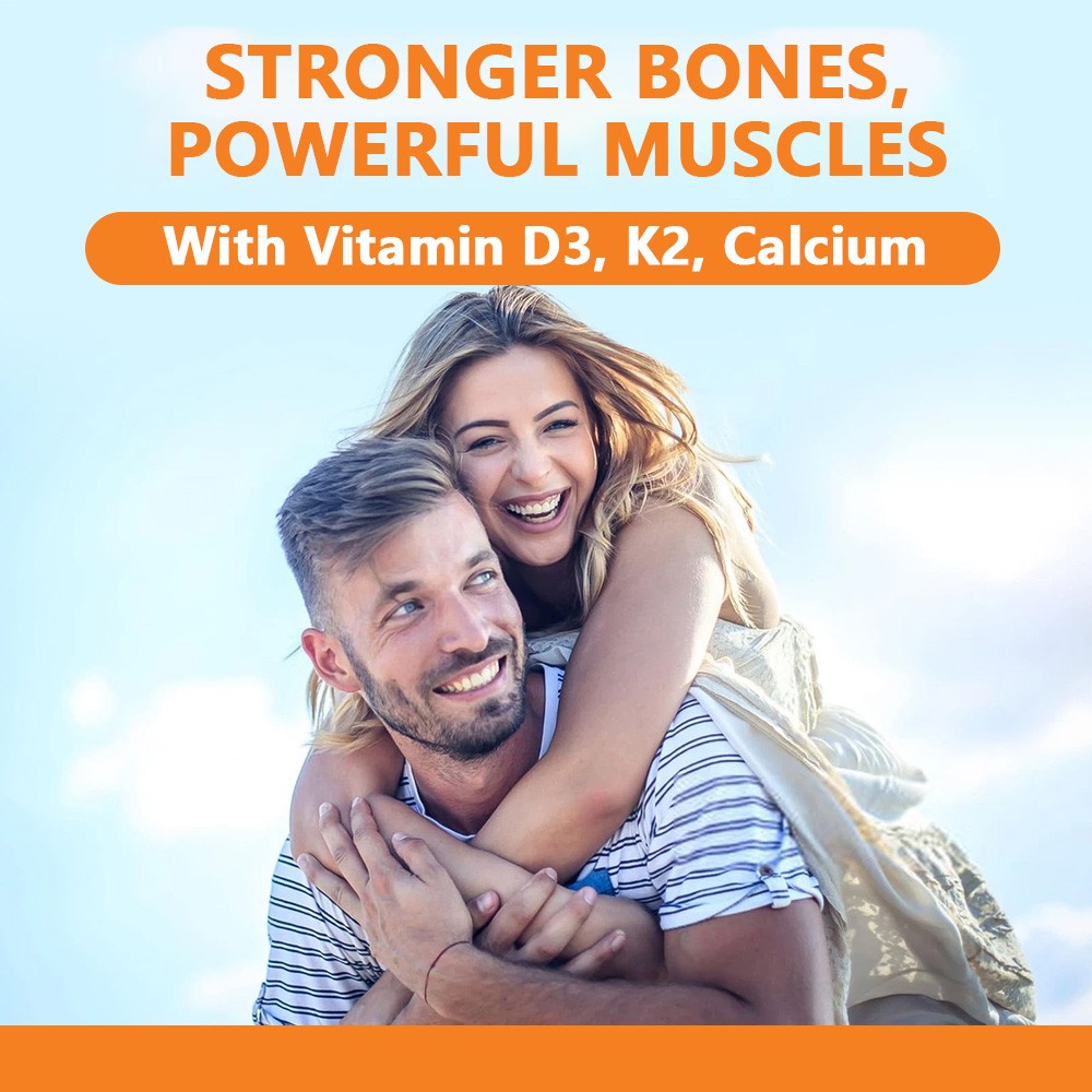 D3 + K2 Calcium Chewable Gummies | Bone & Joint Support, 30/60 Gummies