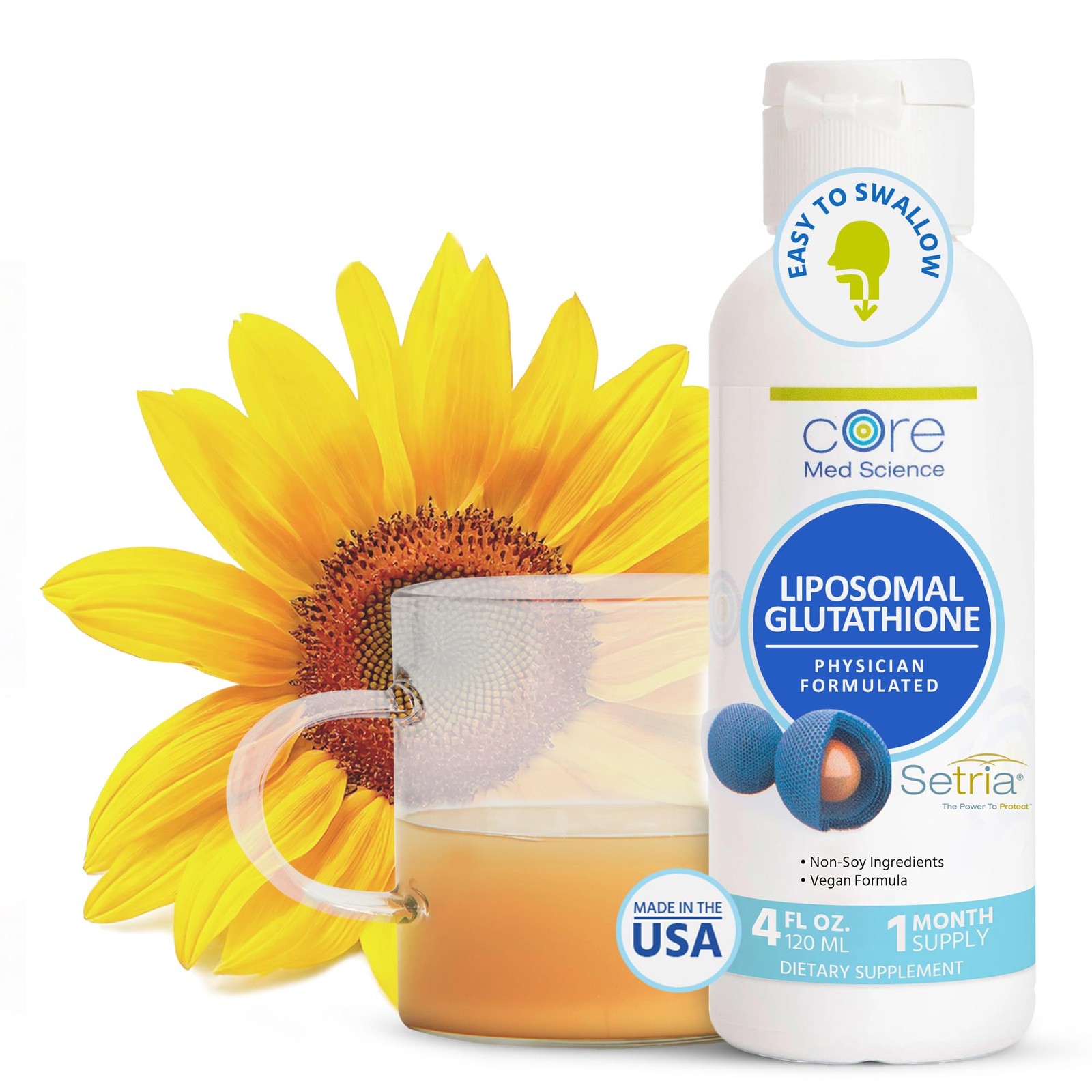 Core Med Science Liposomal Glutathione Liquid 4 Fl Oz (Pack of 1), Red