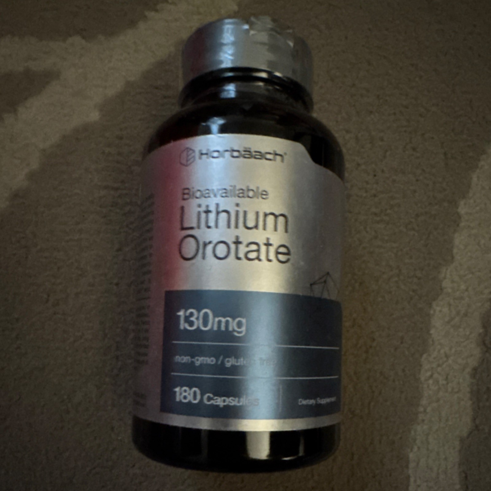 Horbäach Bioavailable Lithium Orotate 130mg Non-GMO Gluten Free 180 Capsules
