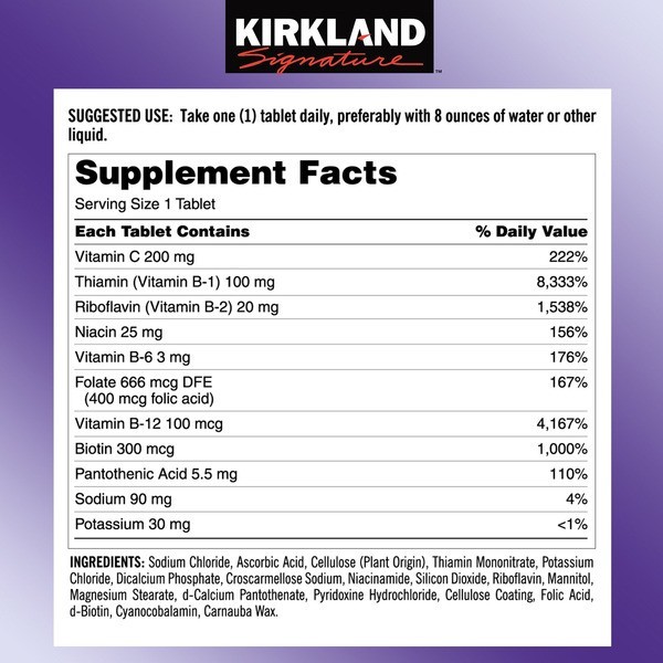 Kirkland Signature Super B-Complex with Electrolytes, 500 Tablets for Adults