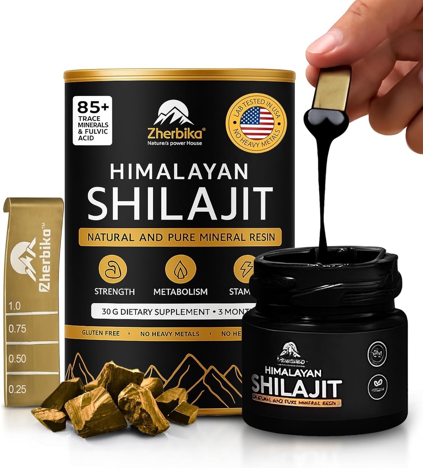 Pure Himalayan Shilajit Resin | Ultra Gold Grade 85+ Trace Minerals Fulvic Acid+