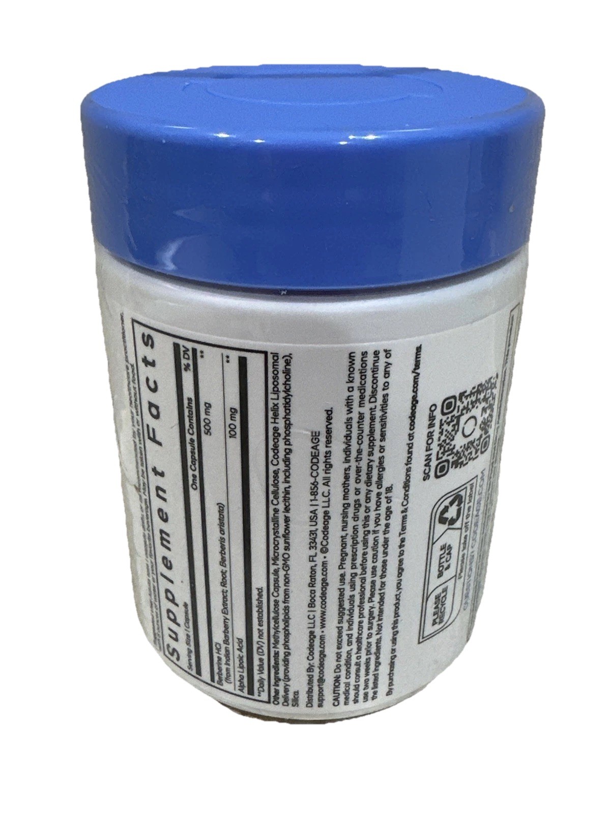Codeage Berberine Phytosome+ Supplement Berberine HCL Alpha Lipoic Acid 60 Caps