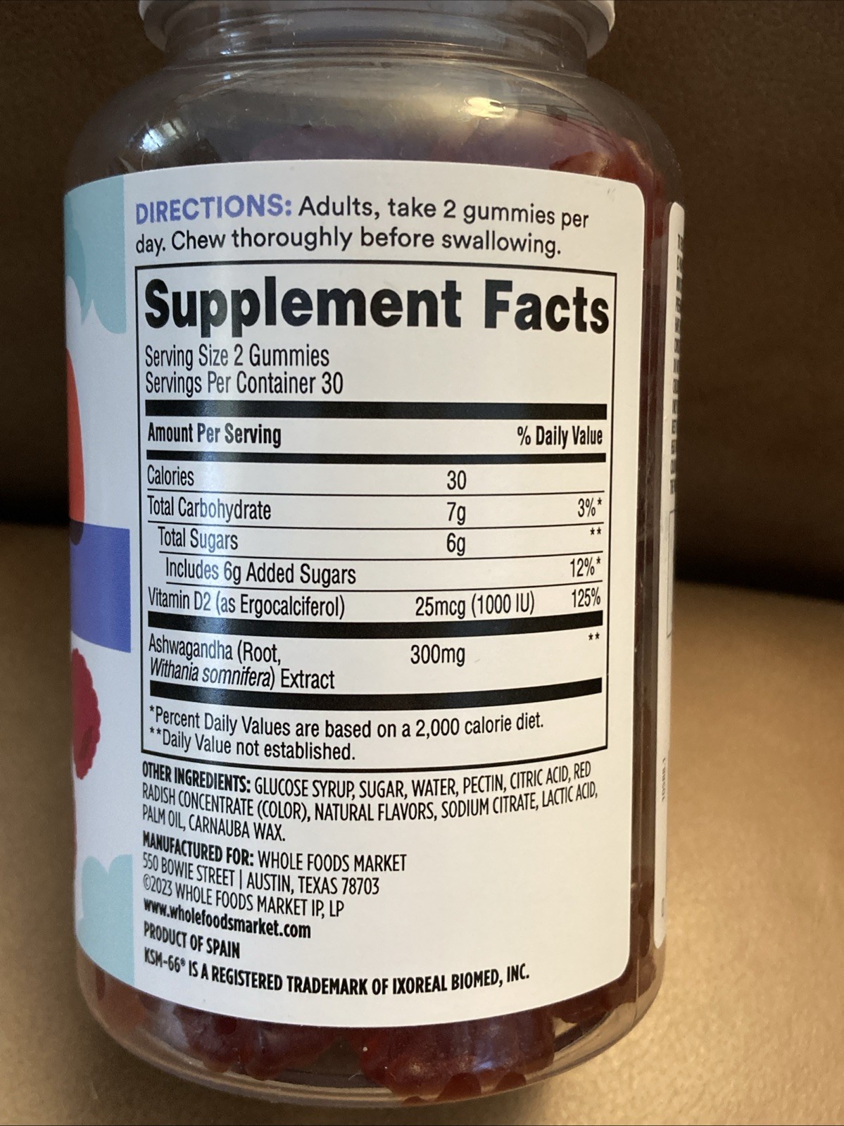 Whole Foods 365 Ashwagandha Adult Gummies, 60 Count, 8/27