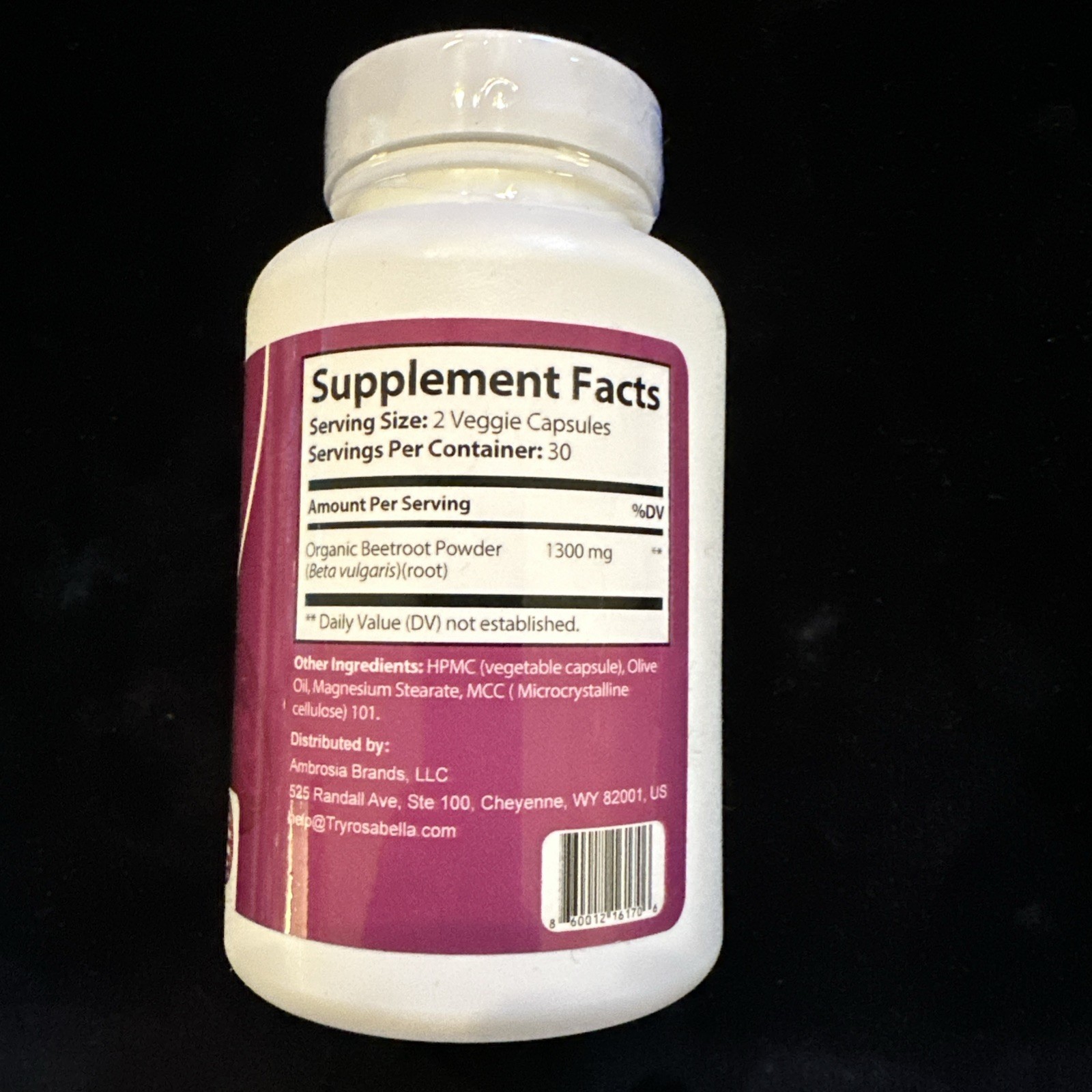 Rosabella Beetroot Dietary Supplement 60 Capsules 1300mg Sealed Exp 02/2028