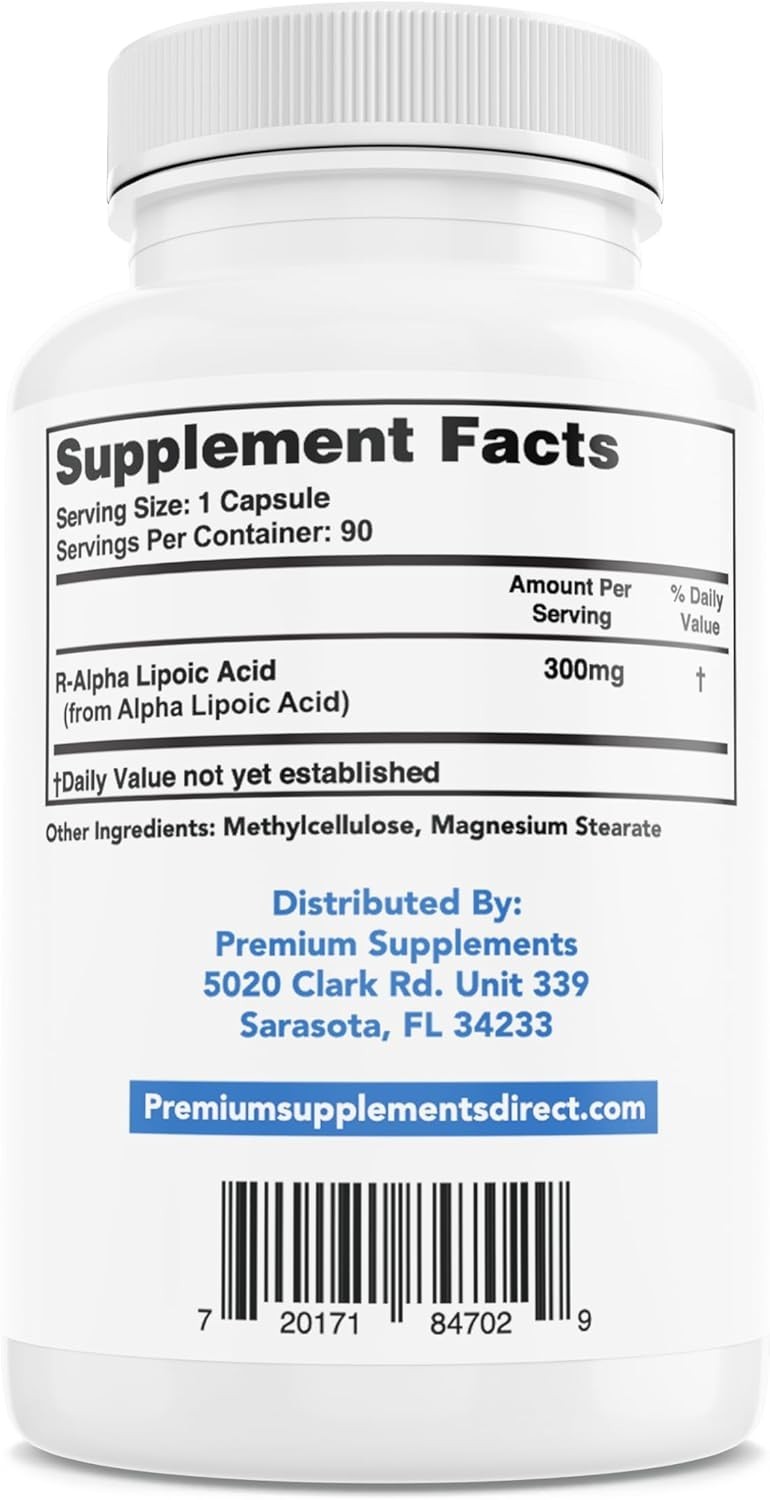 R-Alpha Lipoic Acid 300MG of Pure R-LIPOIC Acid 90 Count EXP 10/14/27