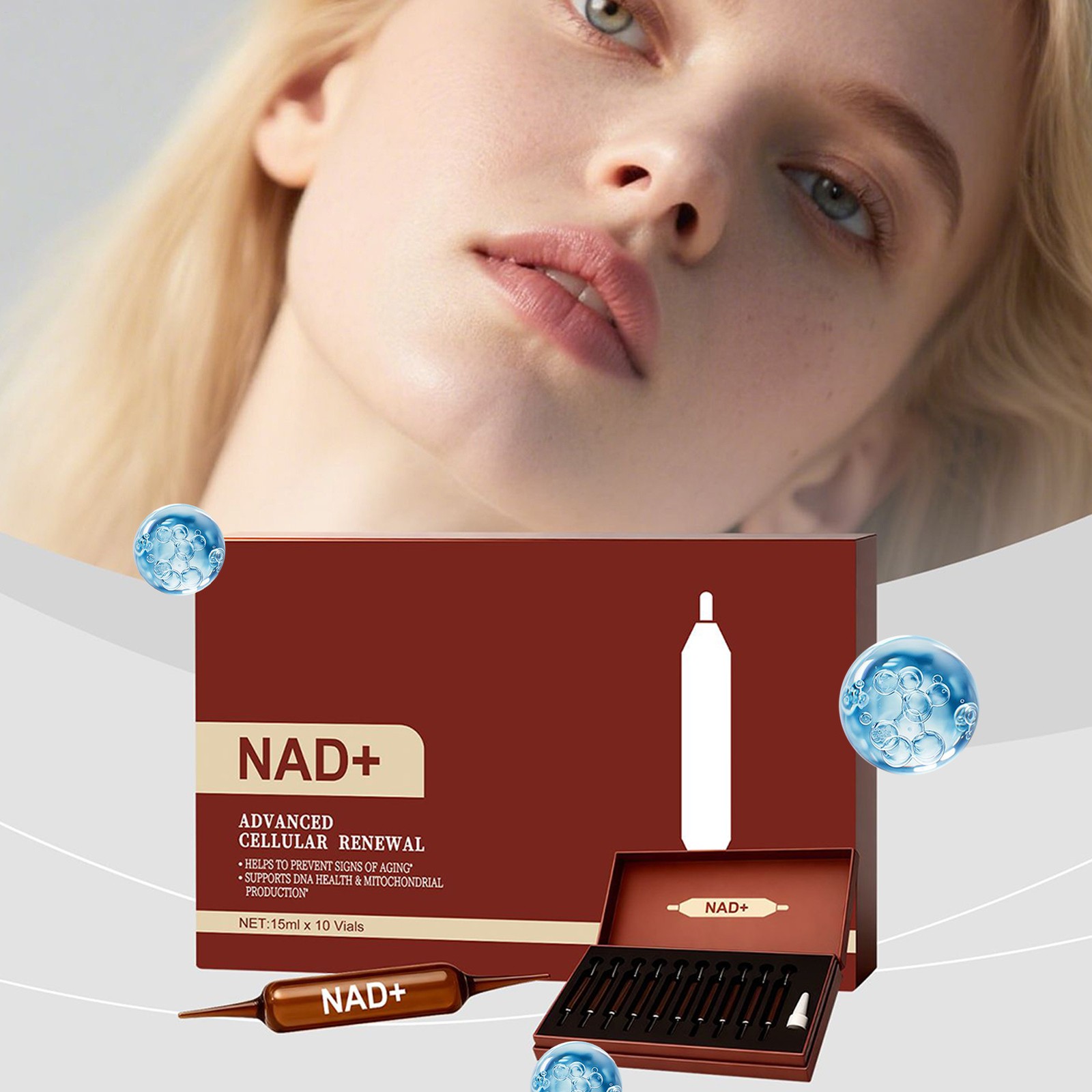 NADAdvanced Cellular Renewal 1200mg NAD+ 10 Vials 15ml Skin Supplement Formula