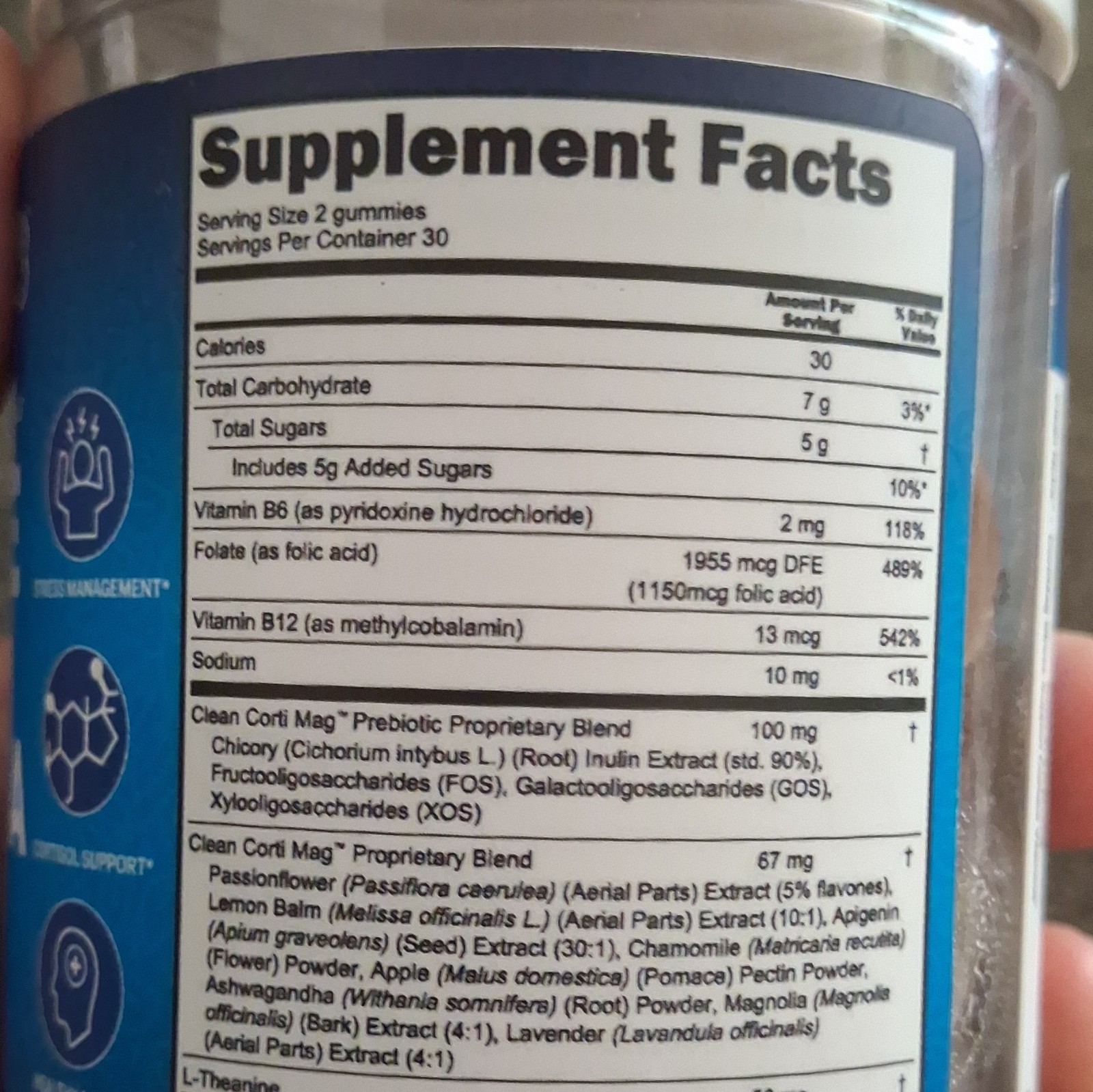 Clean Nutra Stress Management Gummies L-Theanine Magnesium Ashwagandha 60
