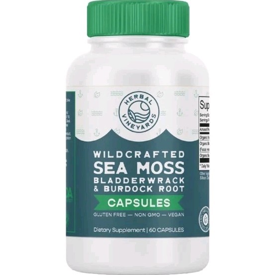 Herbal Vineyards Sea Moss 1500mg 60 Capsules Bladderwrack & Burdock Vegan