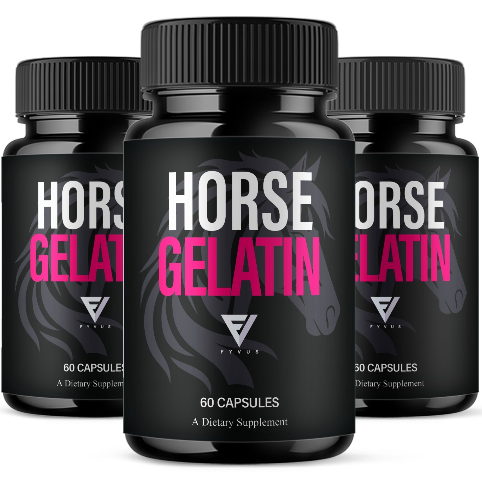 (3 Pack) Horse Gelatin Performance Capsules, Horse Gelatin Pills (180 Capsules)