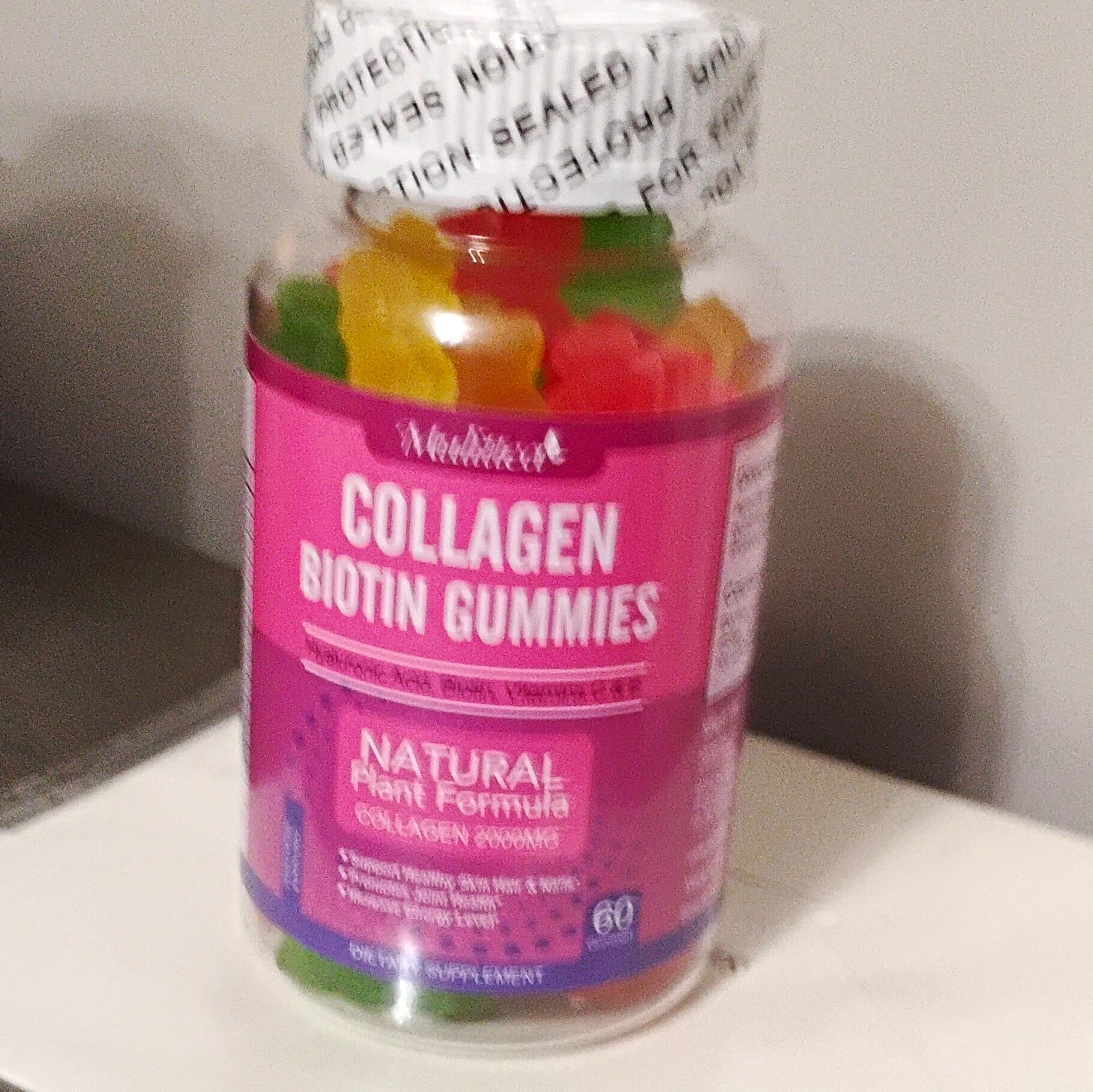 Multitea Collagen Biotin Gummies Hyaluronic Acid Vitamins C E Natural 60ct