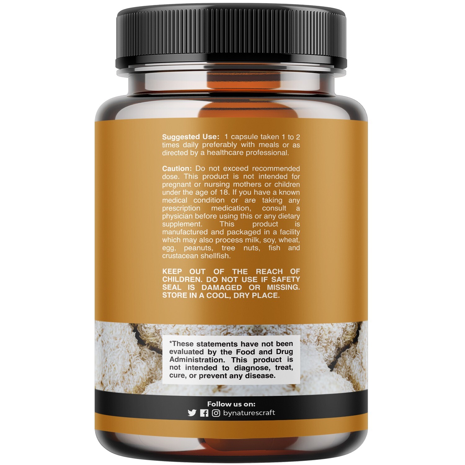 Nootropic Lions Mane Mushroom Capsules 120ct