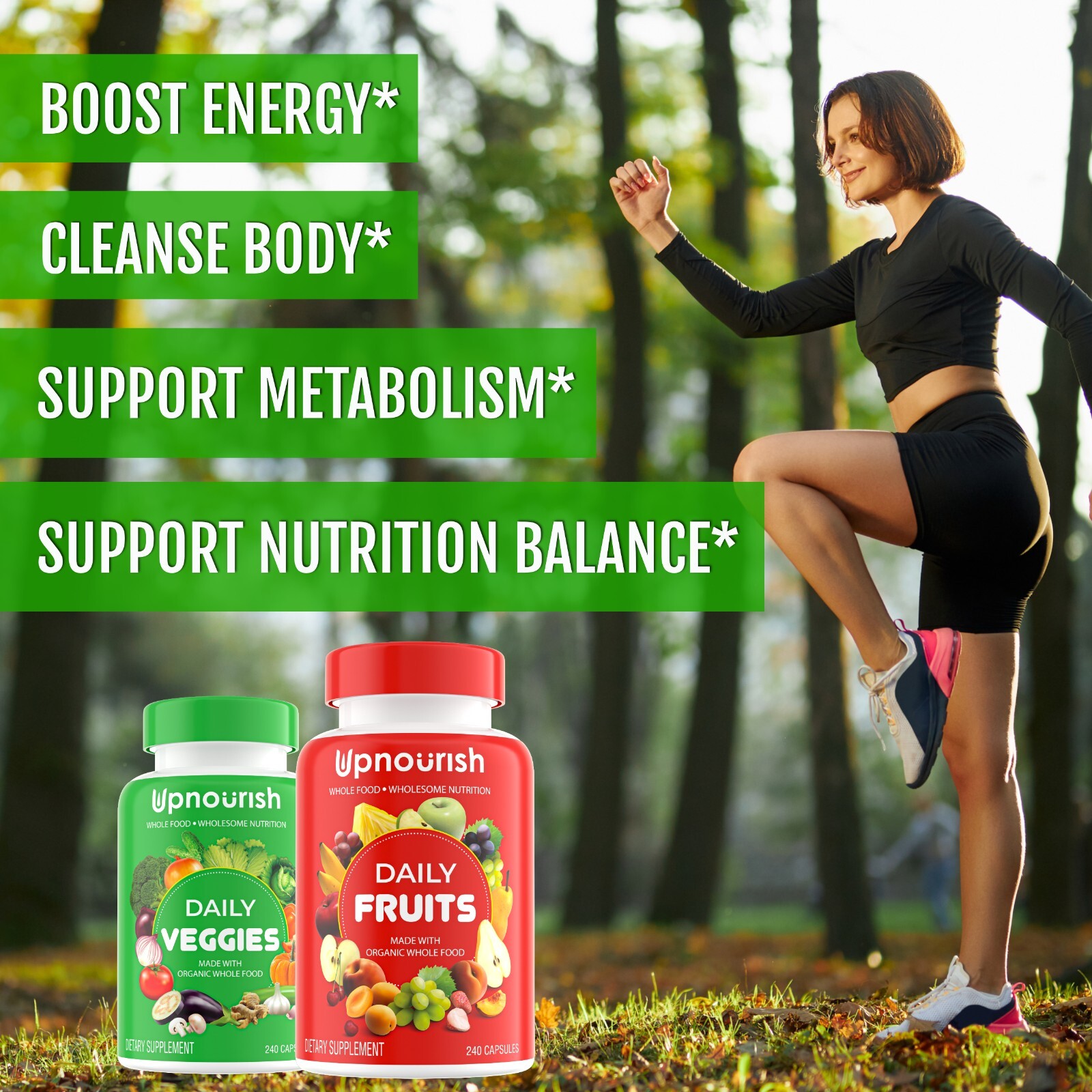Organic Fruits and Veggies Supplement – 480 Vegan Fruits and Vegetable Capsules