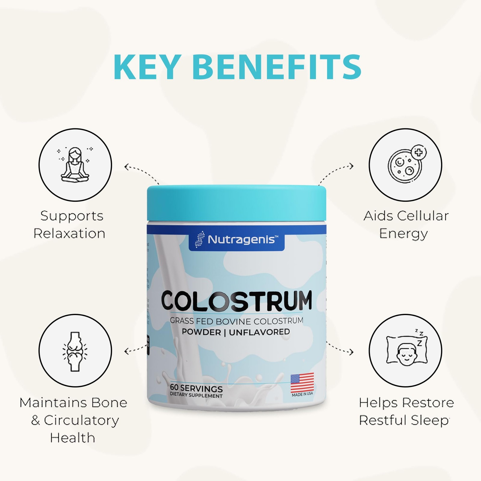 Colostrum™ Premium Powder for Gut Health, 4.23 Ounce (Pack of 1), White