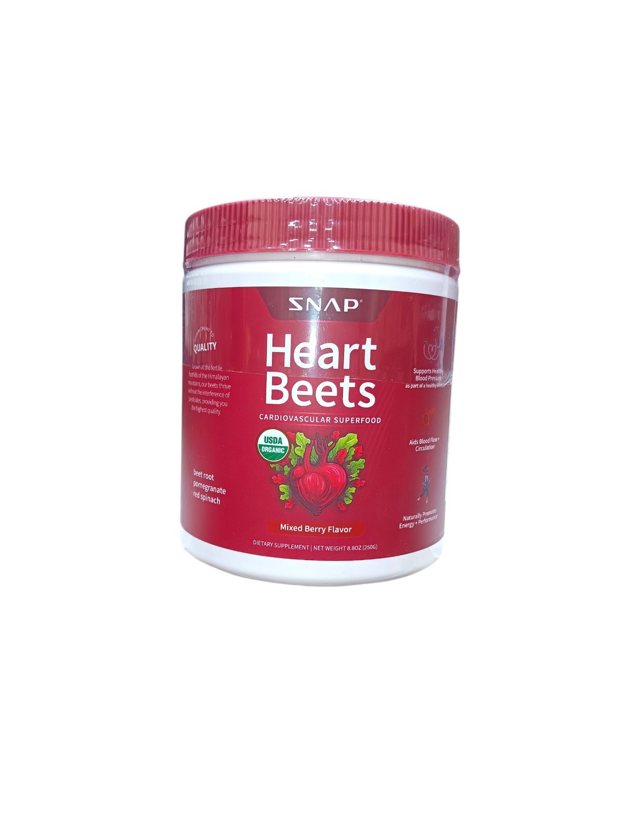 Snap Heart Beets Powder USDA Cardiovascular Superfood Nitric Oxide Booster 8.8oz