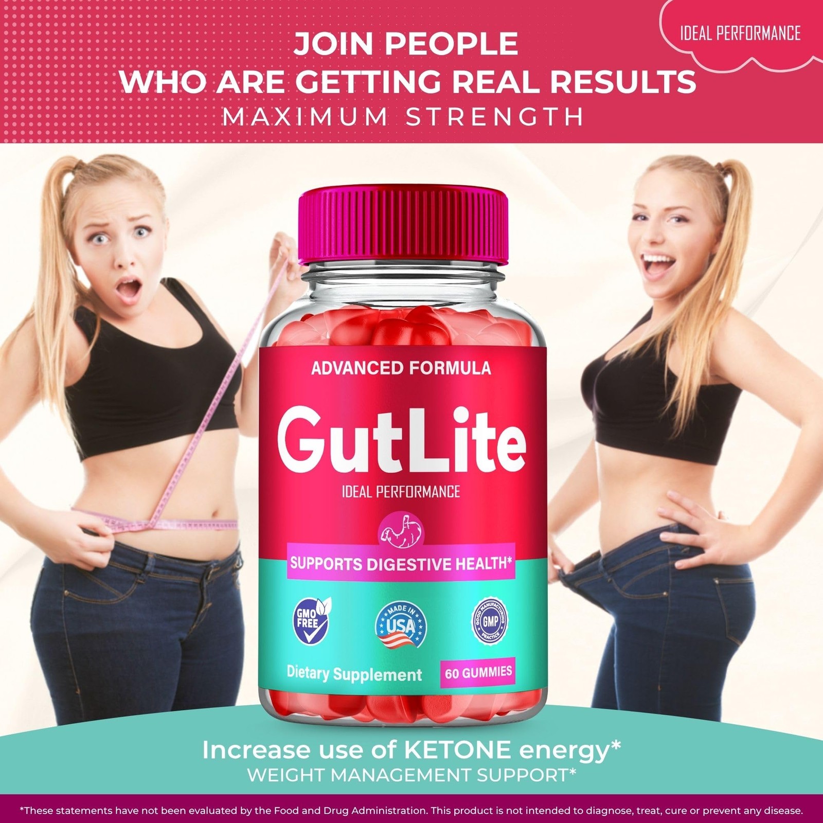 GutLite Gut Lite Digestive Health Supplement – 300 Gummies (5 Pack)