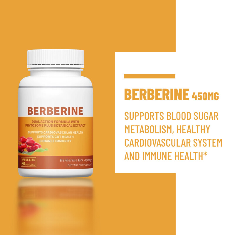 Berberine 450mg Extra Strength Formula Capsules Supports Cardiovascular Health