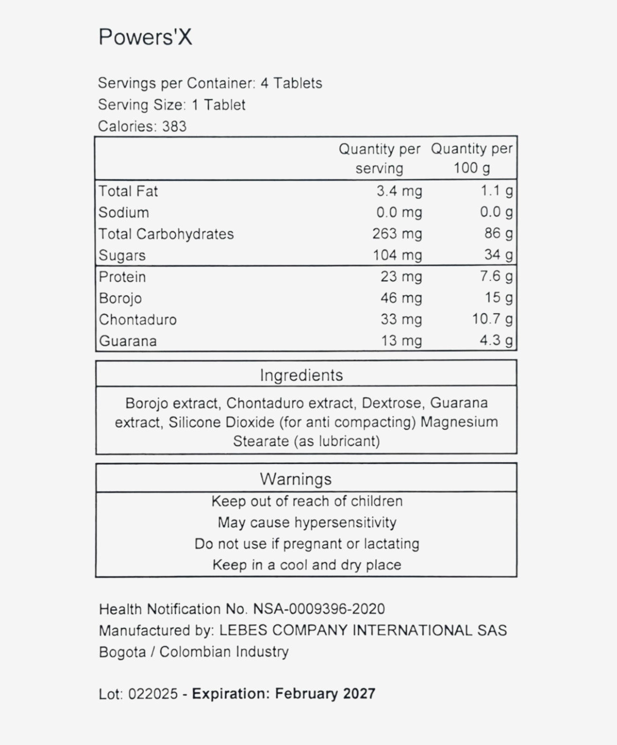 Powers’x Men’s All-Natural Supplement – 24 tablets – NEW STOCK exp Feb 2027