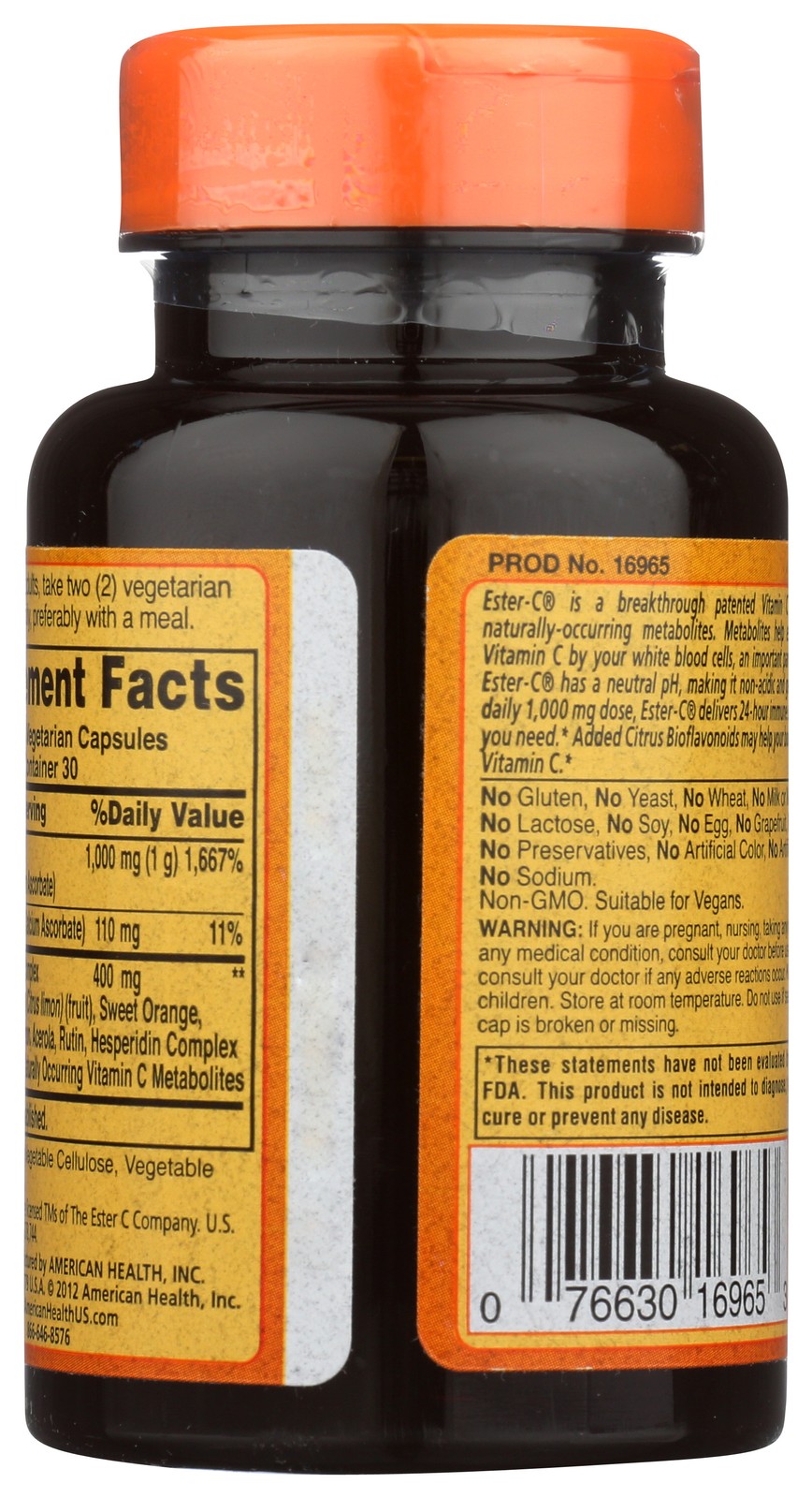 American Health Ester-C 500 Mg Citrus Bioflavonoids 60 Vegetarian 3 Pack